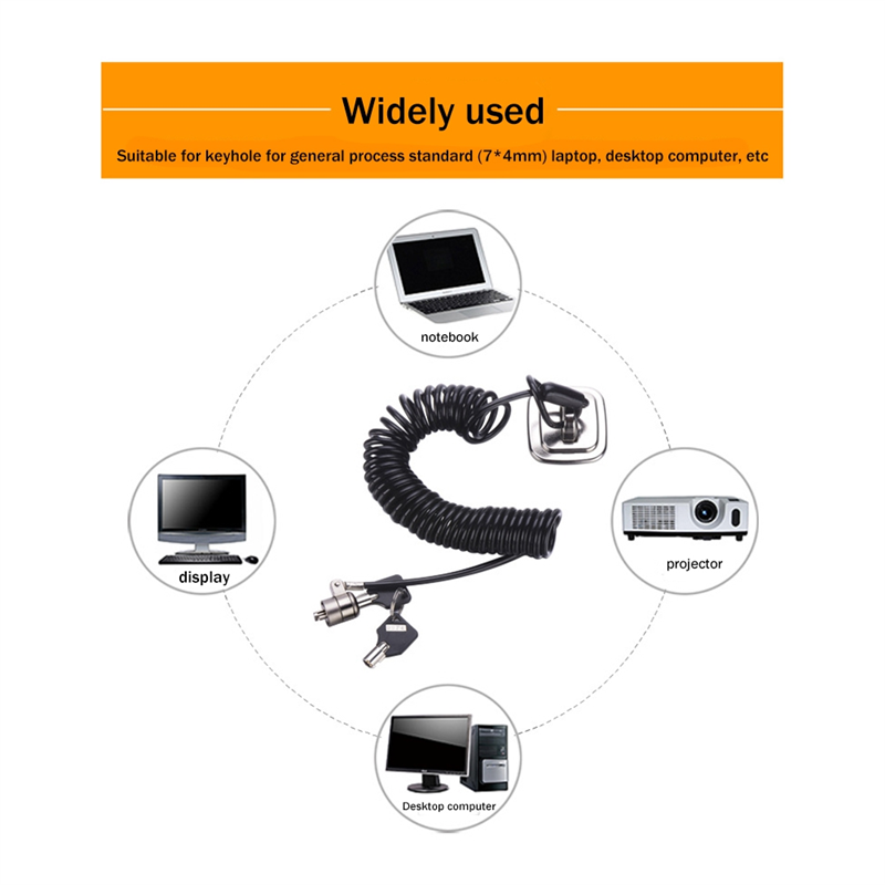 Cable Lock Laptop - ล็อคคอมพิวเตอร์แล็ปท็อป ล็อคแล็ปท็อป ล็อคกันขโมย Universal Retractable Spring