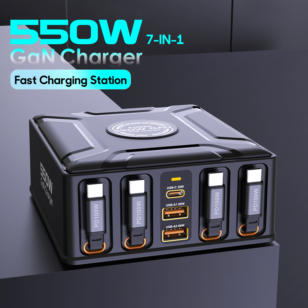 Cable Lock Laptop - สถานีชาร์จ 7-in-1 กำลังไฟ 550W พร้อมสาย USB