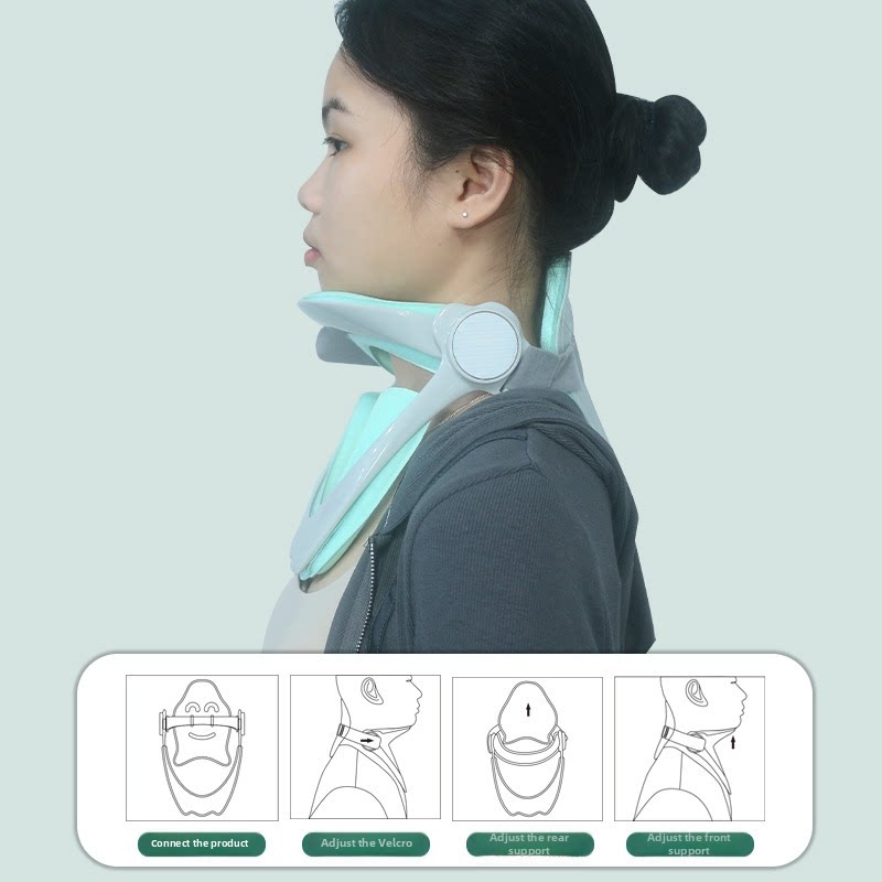 Office Technology - อุปกรณ์ดึงคอตามหลักสรีรศาสตร์ ป้องกันการงอน แก้ไขท่าทางศีรษะ ปลอกคอแบบนุ่ม รองรับต้นคอ สำหรับใช้ในบ้านและสำนักงาน