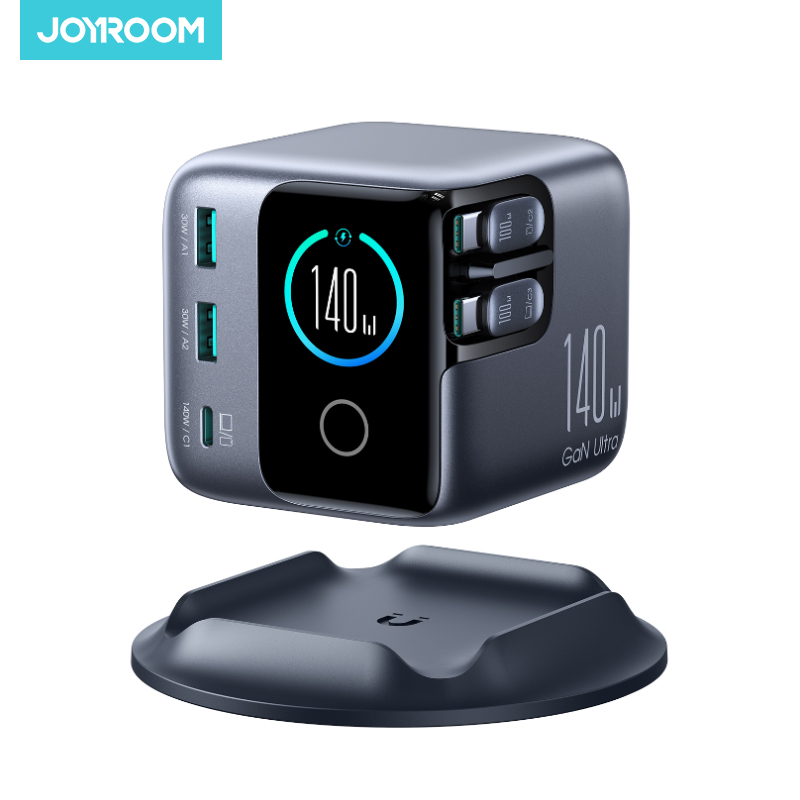 Cable Lock Laptop - จอยรูม 140W GAN เครื่องชาร์จตั้งโต๊ะพร้อมสายเคเบิลแบบยืดหดได้ USB C