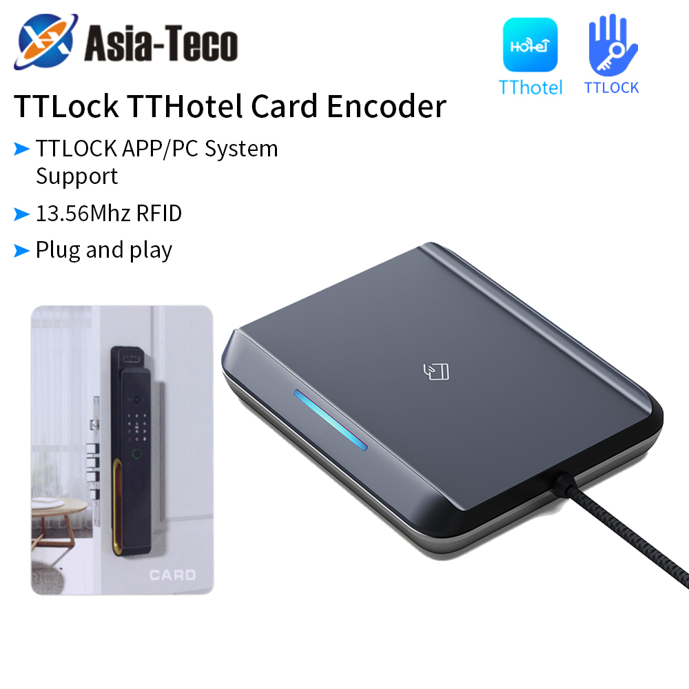 Smart Card Reader - Ttlock แอป USB เครื่องเข้ารหัสสมาร์ทการ์ดในห้องพักโรงแรม RFID 13.56MHz