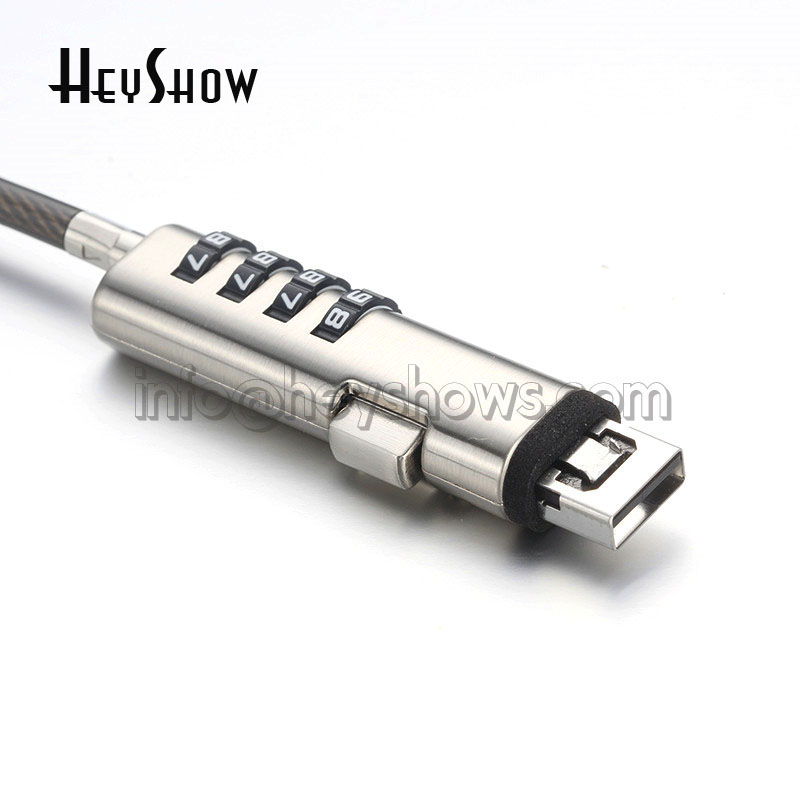 Cable Lock Laptop - พอร์ต USB ป้องกันการโจรกรรมแบบใช้รหัสผ่าน 4 หลัก สำหรับแล็ปท็อป