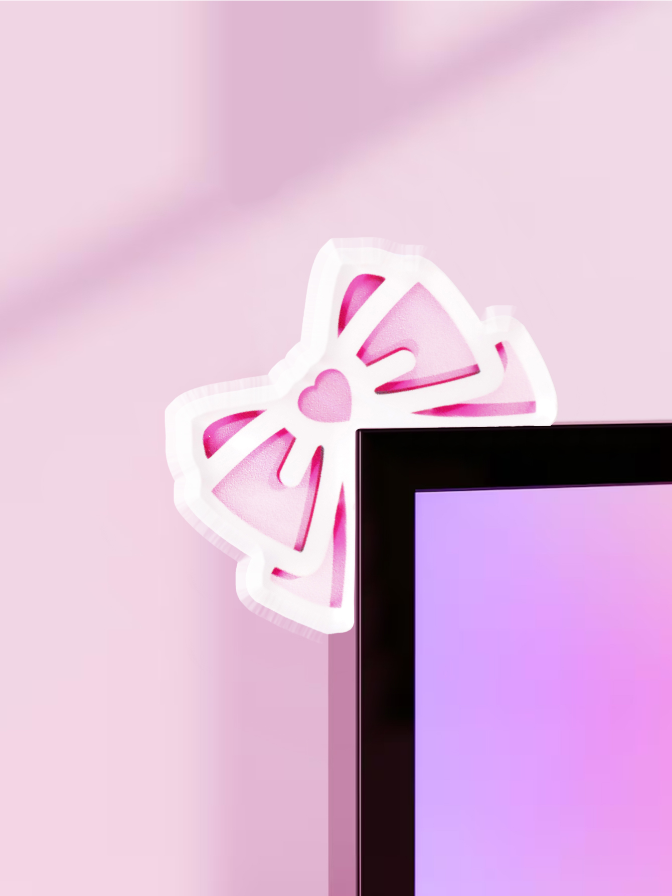 Office Technology - ที่ตกแต่งหน้าจอคอมพิวเตอร์รูปโบว์น่ารัก สีชมพู ทำจากอะคริลิก อุปกรณ์เสริมสำหรับคอมพิวเตอร์ ตกแต่งโต๊ะทำงานน่ารักสำหรับการเล่นเกม หน้าจอ