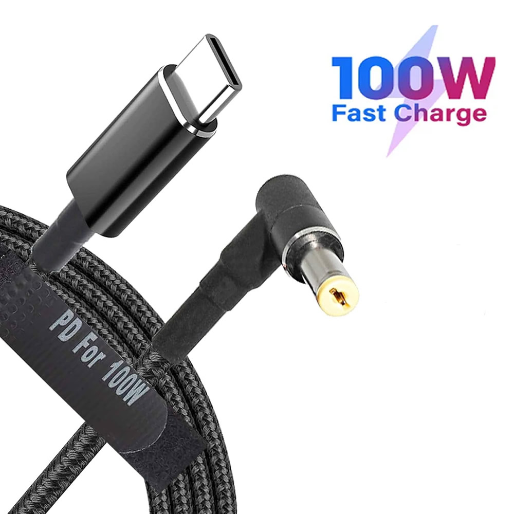 Cable Lock Laptop - 100W Type-C ถึง 5.5x2.5 มม.สายแปลง DC