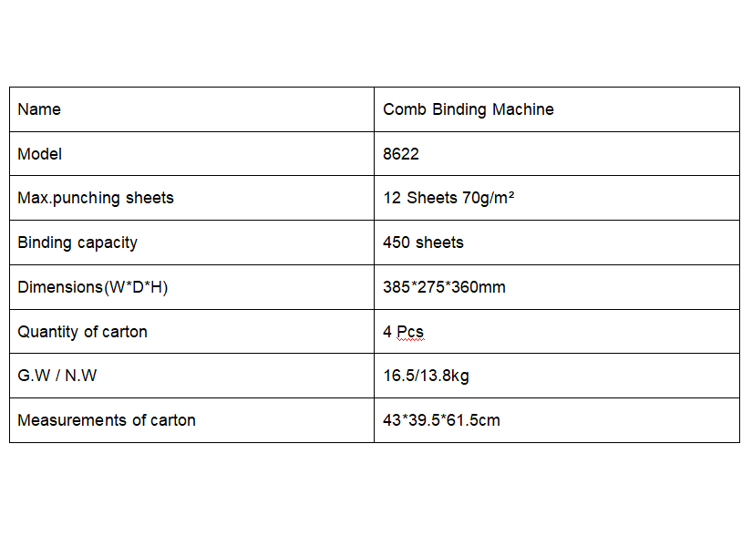 เครื่องเข้าเล่มแบบหวี 8622 รุ่ - Binding Machine Comb บทวิจารณ์และราคา