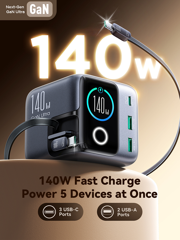 จอยรูม 140W GAN เครื่องชาร์จตั - Cable Lock Laptop บทวิจารณ์และราคา