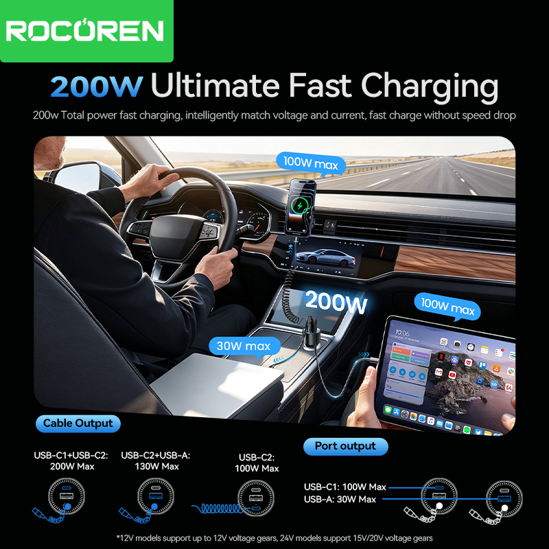 Rocoren ที่ชาร์จในรถยนต์ 200W  - Cable Lock Laptop บทวิจารณ์และราคา