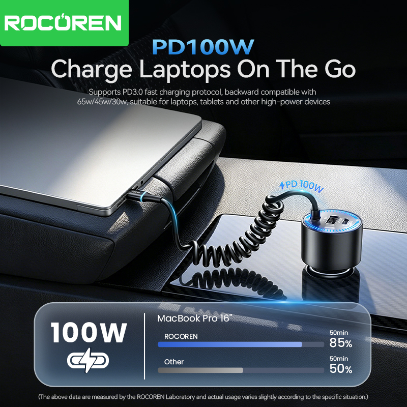Rocoren ที่ชาร์จในรถยนต์ 200W  - Cable Lock Laptop บทวิจารณ์และราคา