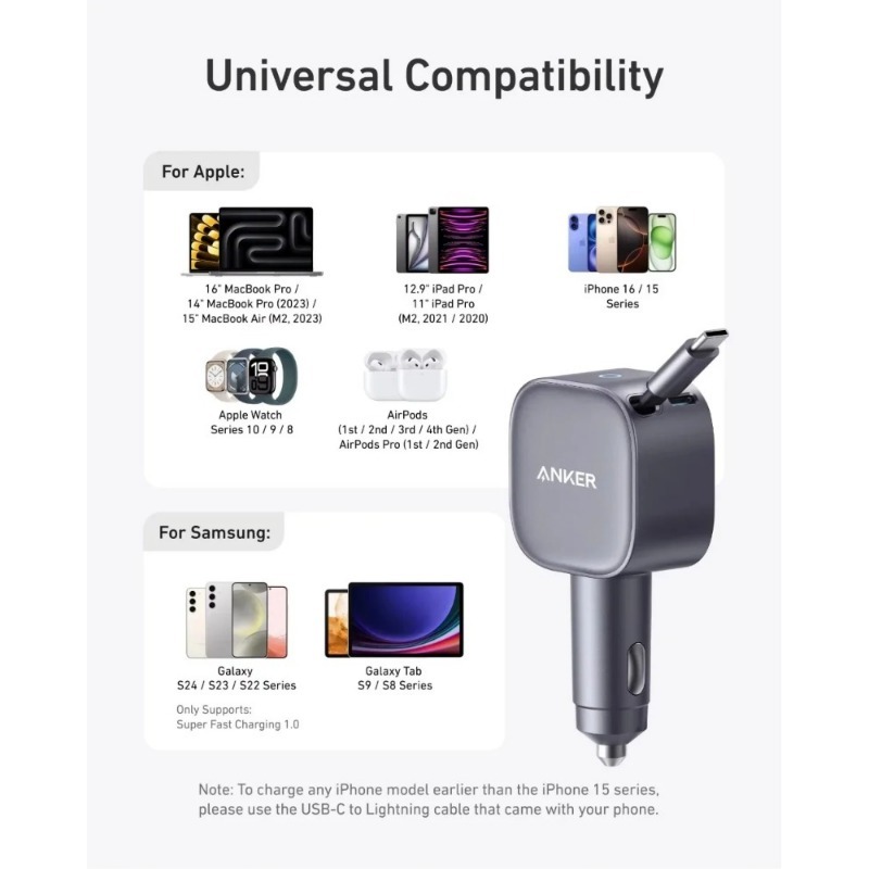 Anker A2738 Nano ที่ชาร์จในรถย - Cable Lock Laptop บทวิจารณ์และราคา