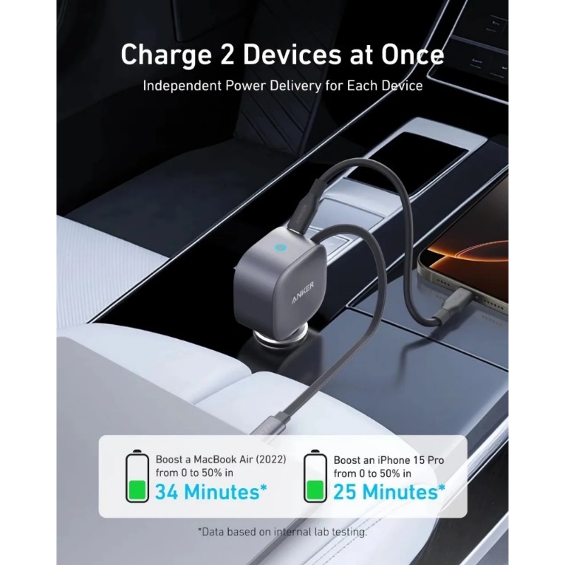 Anker A2738 Nano ที่ชาร์จในรถย - Cable Lock Laptop บทวิจารณ์และราคา